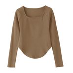 Kadın Uzun Kollu Tişörtler,Uzun Kollu Kısa Üstler | Slim Fit Düzensiz Tişörtler - Yumuşak Kadın Üstleri, Gündelik Giyim için Şık Taban Gömlek, Okul, Arkadaşlık