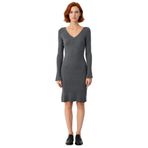 Kadın Uzun Kollu V Yaka Bodycon Triko Mini Elbise Günlük Şık Akrilik Kışlık Rahat Tasarım Kaliteli-Antrasit-S