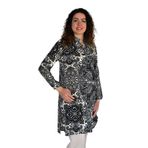 Kadın Uzun Pano Baskılı Desen Viscon Bluz BGL-ST04295 SİYAH S