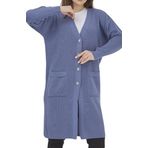 Kadın Uzun Triko Mevsimlik Cepli Düğmeli Likralı Hırka (mavi, 3xl)