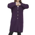 Kadın Uzun Triko Mevsimlik Cepli Düğmeli Likralı Hırka (mor, 2xl)