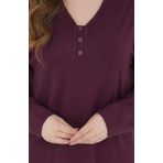 Kadın V Yaka Likralı Büyük Beden Orta Yaş Anne Penye Bluz (mürdüm, xl)