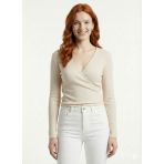Kadın V Yaka Slim Fit Triko Bluz - 44/46 - Krem