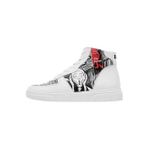 Kadın Vegan Deri Beyaz High Sneakers - Edvard Munch The Scream Muse Tasarım