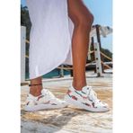 Kadın Vegan Deri Beyaz Sneakers - Koi World Tasarım
