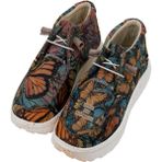 Kadın Vegan Deri Krem Bot - Moths And Butterflies Tasarım - Renkli