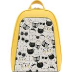 Kadın Vegan Deri Sarı Sırt Çantası - Monochrome Cats Tasarım