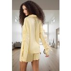 Kadın Viskon Pijama Takımı Bağlamalı Şortlu Rahat Homewear Uzun Ömürlü Zarif Tasarım