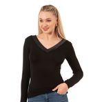 Kadın Viskon Saten Yakalı Bluz | Siyah 26984