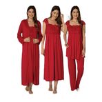 Kadın Vişne Pijama Takımı Gecelik Sabahlık Lohusa Hamile 4'lü Set, XL, B2305EF-19804IGP264108