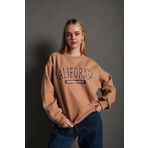 Kadın Vizon Calıfornıa Baskılı Oversize Sweatshirt