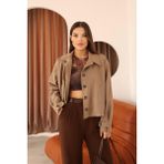 Kadın Vizon Kısa Oversize Trençkot - 40