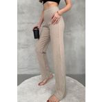 Kadın Vizon Yüksek Bel Fitilli Bol Paça Günlük İnce Eşofman Altı Pijama 2XL