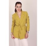 Kadın Yağ Yeşili Bel Bağlamalı Blazer Ceket - 40