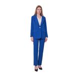 Kadın Yakalı Cep Kapaklı Uzun Kol Hafif Likralı Kumaş Oversize Blazer Ceket(Pantolonu Jument 40075)-Saks