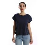 Kadın Yarasa Kol Basic Tişört İndigo