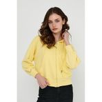 Kadın yarasa Kol Oversize Karbon Fırçalı 3 İplik Sweatshirt Sarı