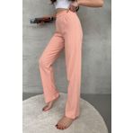 Kadın Yavruağzı Yüksek Bel Fitilli Bol Paça Günlük İnce Eşofman Altı Pijama XL