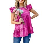 Kadın Yaz Kolsuz Bluz Ekip Boyun Makinede Yıkanabilir Fırfırlı Kolsuz Bluzlar Kadınlar Için Moda Eşleşmesi Kolay Sevimli Gevşek Alışveriş Tarihleri ​​Için (M)