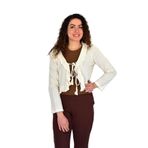 Kadın Yazlık Otantik File Bağcıklı Hırka BGL-ST04247 KREM M