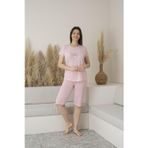 Kadın Yazlık Puantiyeli Kısa Kollu Kaprili Viskon Pijama Takımı