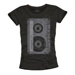 Kadın Yazlık Tişört |%100 Pamuk Kısa Kollu Rock Müzik & Kaset Desenli Vintage Tasarım S