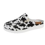Kadın yelken bezi, düz terlik ayakkabı, yazlık giyme, nefes alır, kaymaz terlik, hafızalı köpük, hafif, yürüyüş, iş, sürüş, loafer, Cow Print, 43 EU