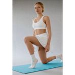 Kadın Yeni Sezon Lale Desenli Trend Model Pilates ve Yoga Kaydırmaz Tabanlı Çorap 1 Çift - Ekru - 36 - 40