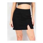 Kadın Yırtmaçlı mini etek LİKRALI SİYAH XL/2XL