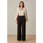 Kadın Yüksek Bel Geniş Paça Kumaş Pantolon -18289PNT - BLACK