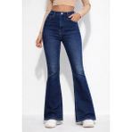 Kadın Yüksek Bel Ispanyol Paça Power Likra Kot Denim Jean - Mavi - 36