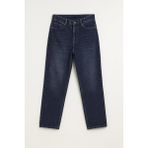 Kadın Yüksek Bel Mom Fit İndigo Jean Pantolon