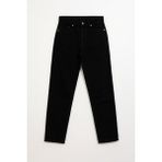 Kadın Yüksek Bel Mom Fit Siyah Jean Pantolon