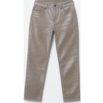 Kadın Yüksek Bel Parlak Mum Kumaş Straight Fit Jean Pantolon