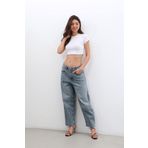 Kadın Yüksek Bel Skater Fit Jean Pantolon Buz Mavisi