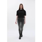 Kadın Yüksek Bel Skinny Fit Dar Paça Benekli Gri Jean Pantolon