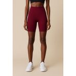 Kadın Yüksek Bel Toparlayıcı Ripli Fitilli Kısa Spor Tayt - 2XL - Bordo