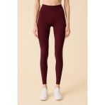 Kadın Yüksek Bel Toparlayıcı Tam Boy Spor Tayt - 2XL - Bordo