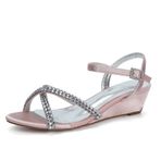 Kadın yüksek topuklu parti sandaleti, açık burunlu, düğün, gece elbisesi, ayakkabı, pembe (dusty rose), 37 EU