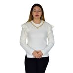 Kadın Yumoş Triko Zincirli Kazak BGL-ST03356 EKRU STANDART
