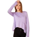 Kadın Yumuşak, Parmak Eldiven Detaylı, Asimetrik Pliseli Salaş Basic Spor Yoga Bluz 3459150 Mint 36