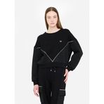 Kadın Yuvarlak Yakalı Geniş Kalıp Desenli Uzun Kollu Siyah Sweatshirt TF5158FS321-09Z49