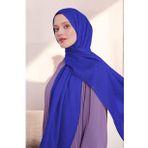 Kadın Zincir Desen Tesettür Blue Jakar Şal Saks