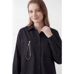 Kadın Zincir Detaylı Gömlek Yaka Tunik – 20727TUN - BLACK