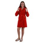 Kadın%100 Bambu Kapüşonlu Nakış Detaylı Yumuşak Extra Soft Sabahlık Kırmızı M