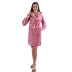 Kadın%100 Bambu Kapüşonlu Nakış Detaylı Yumuşak Extra Soft Sabahlık Pudra XL
