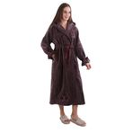 Kadın%100 Bambu Kapüşonlu Nakışlı Uzun Sabahlık – Ekstra Soft, Kuşaklı, Cepli Mor 4XL