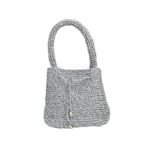 Kadın%100 El Örgüsü Kağıt İp Hasır Metalik Kaplama Orta Boy Şık Gece Özel Gün Portföy Clutch Çanta