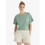 Kadın%100 Pamuk Oversize Kısa Kol Yeşil T-Shirt C2T5N5O06 YEŞİL S