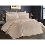 Kadınca Dükkan Çift Kişilik Avangart Kadife Yatak Örtüsü Takımı - 250 x 260 cm - Bej